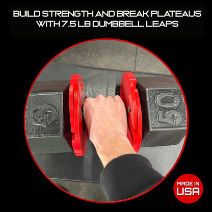 Micro Gainz Dumbbell Fractional 3.75 lb Weight Plate, Ideal for Micro Loading, (Choose Color) 4 Piece Fractional Weight Plates, Designed for Dumbbell Training, Made In USA (Red)