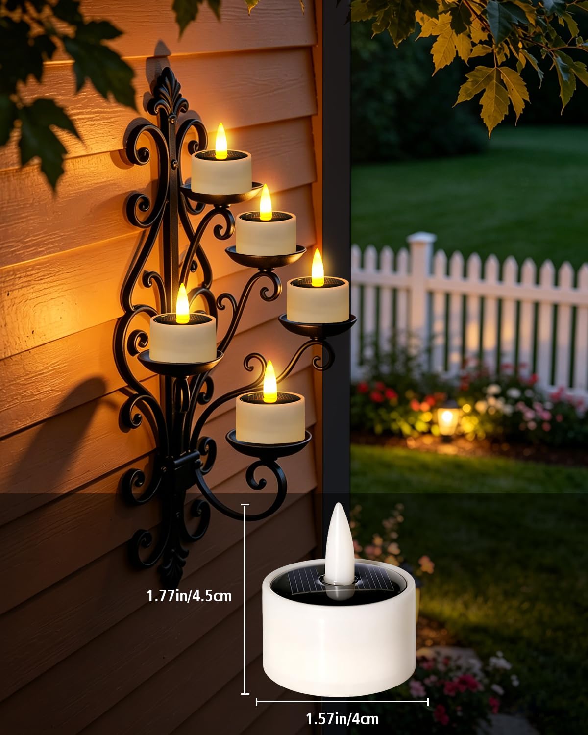 12 Pcs Solar Tea Lights Outdoor - Waterproof Rechargeable Dusk to Dawn Outdoor Lighting Flameless Flicker Reusable LED Little Solar Candles for Lanterns Camping Garden Home Decorations, 1.57''x1.77''