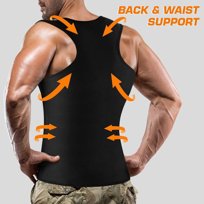 Men's Waist Trainer Sauna Suit - Compression Vest for Gym & Exercise | Sweat-Boosting Workout Top