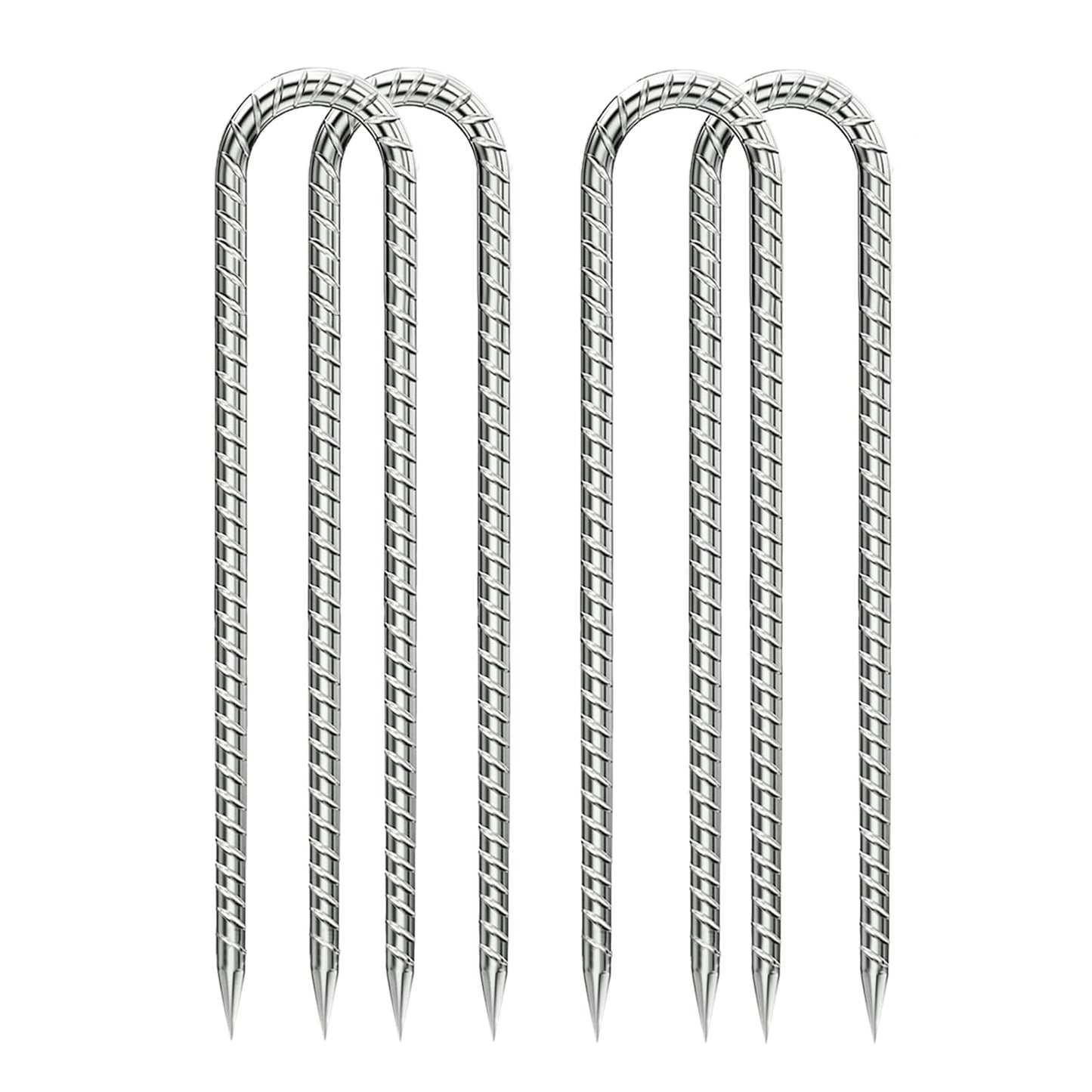 Rebar-Stakes-12-Inch, Ground Stakes Heavy Duty U-Hook Galvanized Anti-Rust Ground Anchors for Camping Tent Trampoline Accessories Dog Fence Chicken Coop Deer Fence 4pcs