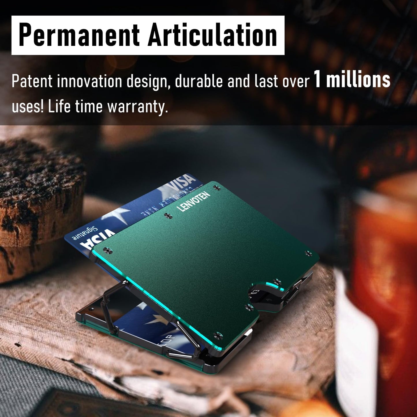 Lenvoten Upgraded Hinged Minimalist Wallet for Men | Slim Metal RFID Blocking Wallet | Credit Card Holder & Money Clip Holds 20 Cards | Premium Scratch-Resistant Finish | Ideal Gift for Men