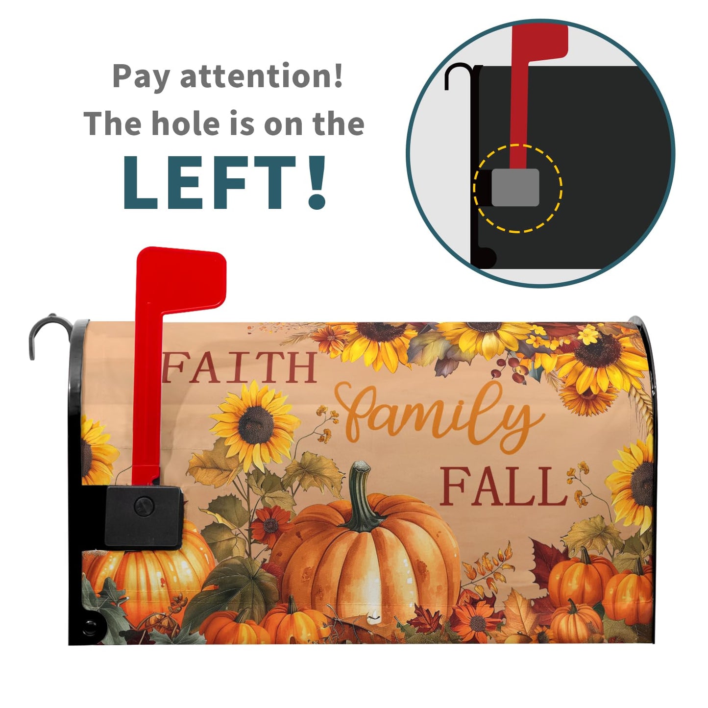 Autumn Pumpkin Sunflower Magnetic Mailbox Covers Large Size 25x21 Inch Fall Mailbox Wraps Magnetic Thanksgiving Harvest Post Letter Box Cover for Home Garden Yard Outdoor Decor