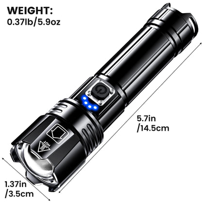 AKNEAR Rechargeable LED Flashlight 99000 High Lumens, Super Bright Flashlights with Zoomable & USB C Rechargeable & 5 Light Mode & IPX7 Waterproof, Powerful Flash Light for Home, Hiking, Camping
