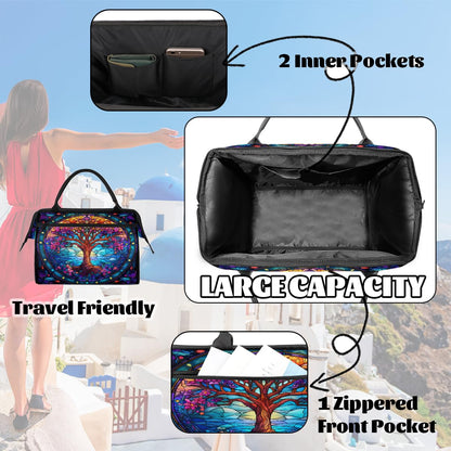 Small Weekender Bag for Women Tree Of Life Beauty Foldie Gym Duffle Bags Canvas Compact Workout Bags Carry On Tote Bag Sport Travel Overnight Sleepover Hospital for Traveling Luggage