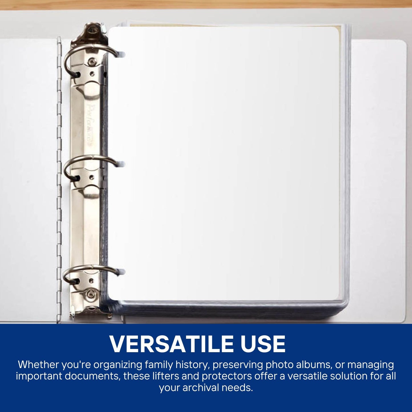 Full Page Flat Sheet Lifters, Letter Size 11 X 8.5 Inch, 3-Hole Binder Separators 4-1/4" Hole Spacing, Natural White (10 Pack)