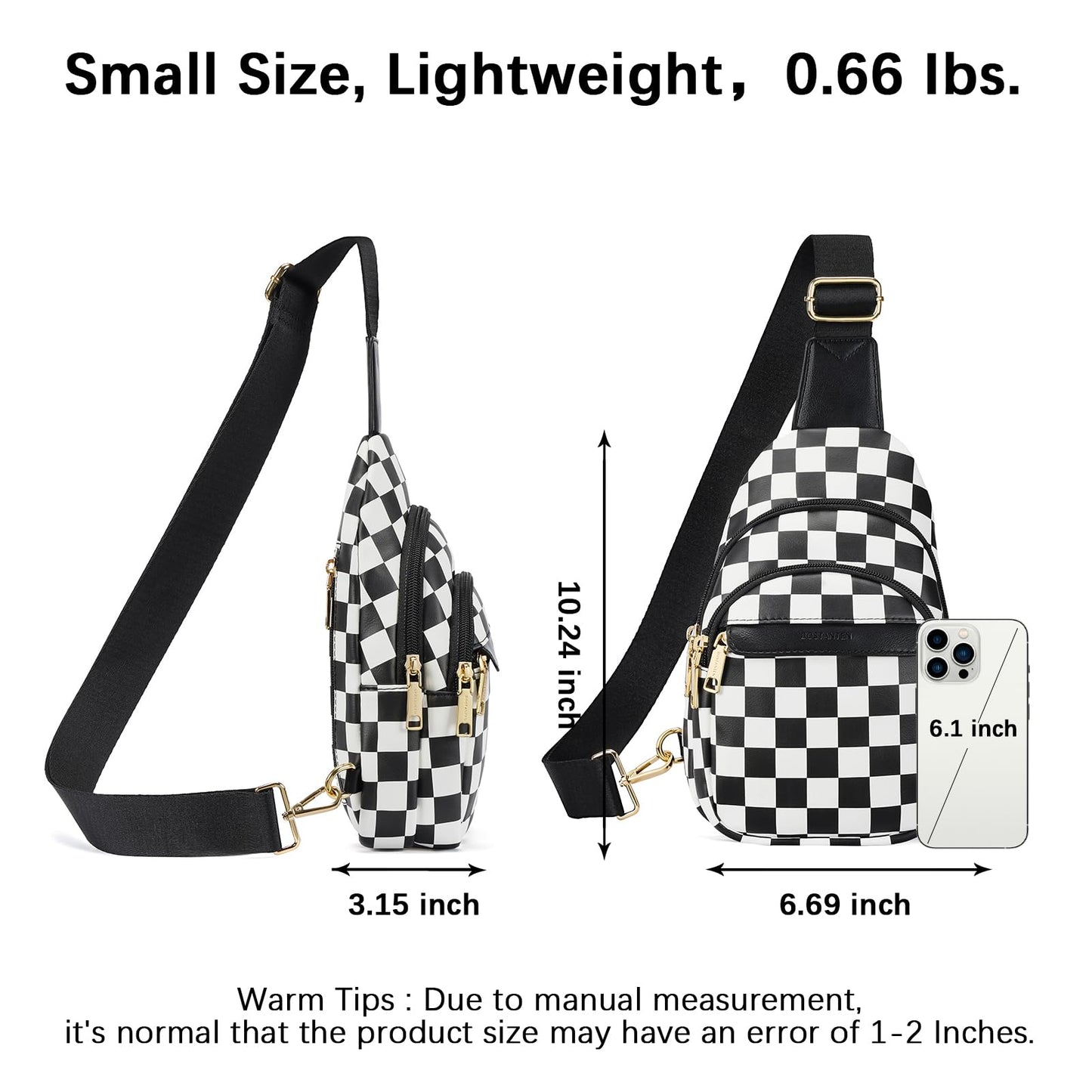 BOSTANTEN Small Sling Bag for Women Leather Crossbody Bags Fanny Pack Chest Bag for Travel
