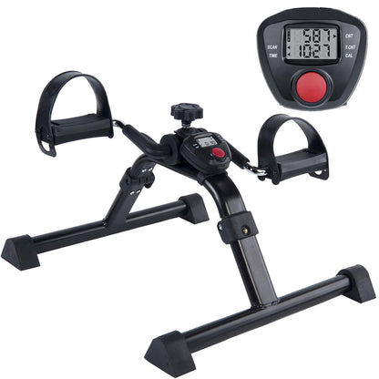 Vaunn Medical Under Desk Bike Pedal Exerciser with Electronic Display for Legs and Arms Workout (Fully Assembled Folding Exercise Pedaler, no Tools Required) , Dark