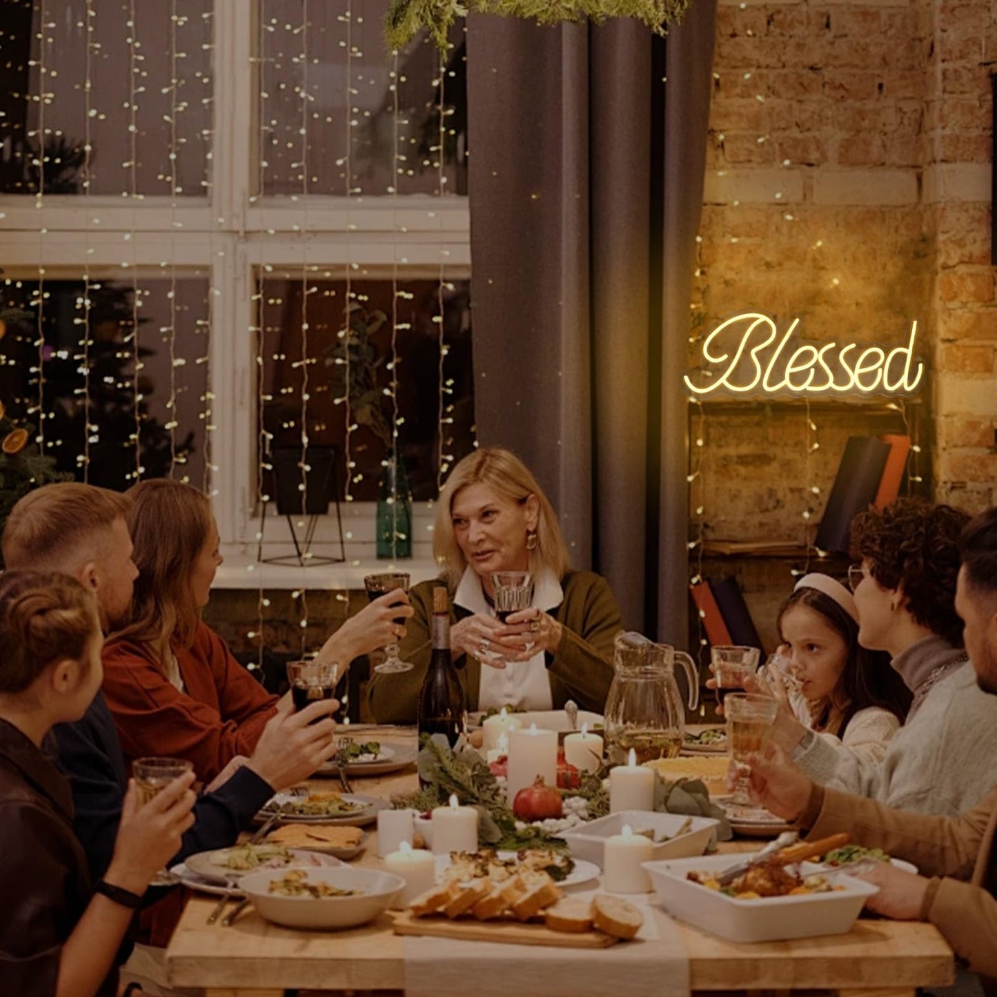 Blessed LED Neon Sign,19.6 x 7.5 Inch Light Up Letter Neon Lamp, Wall Art Decor for Teen Bedroom, Holiday Party, Wedding & Home Room Decoration (Warm White)