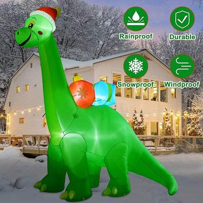 Onory 10 FT Christmas Inflatables Outdoor Decorations Inflatable Christmas Dinosaur with Build-in LEDs Blow up Holiday Decorations for Yard Garden Outdoor Indoor Decor
