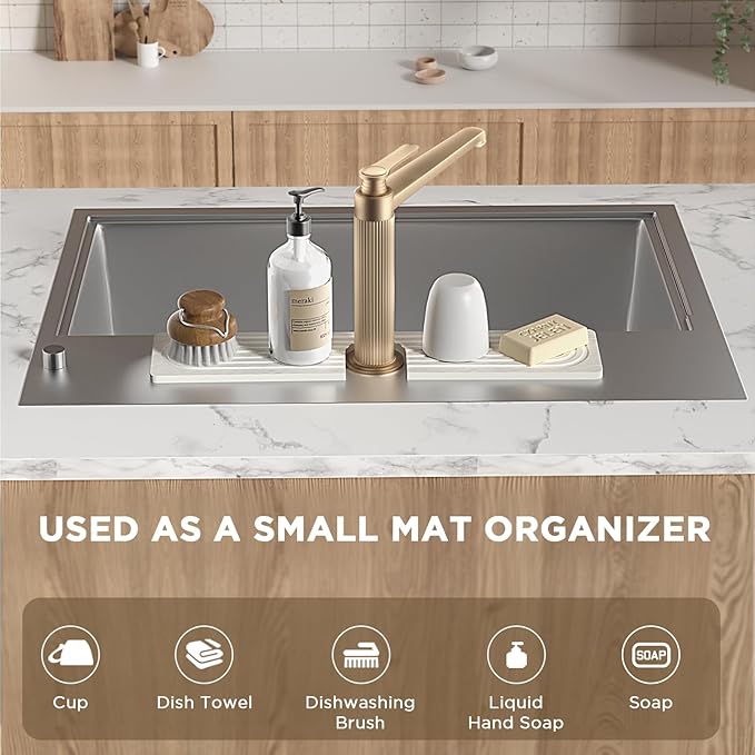 Faucet Mat for Kitchen Sink, Diatomite Stone Drying Sink Protectors, Bathroom