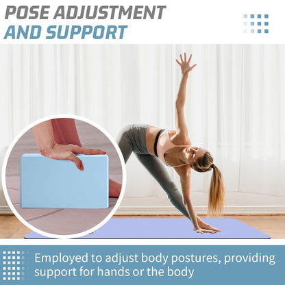 Yoga Blocks 2 Pack 3x6x9IN Foam Block Supportive Latex-Free with Beveled Edges, Non-Slip Exercise Blocks for Pilates, Meditation, Balance, Stretching and Deep Poses(Sky Blue)