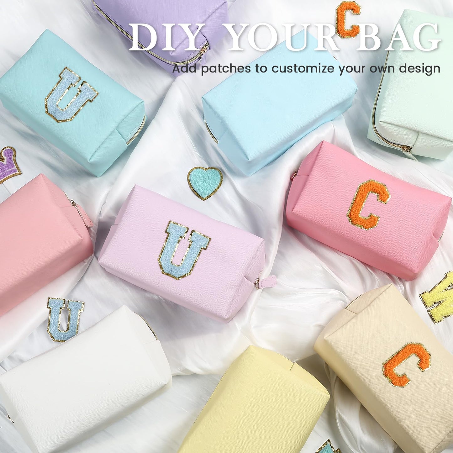 Kigeli 20 Pcs Small Makeup Bag Bulk PU Leather Cosmetic Bags with Zipper Preppy Makeup Pouch Toiletry Bag for Women Wedding Bachelorette Party Gift Travel Storage Organizer (Macaron)