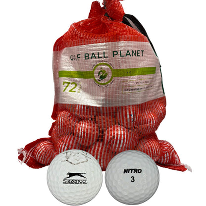 Golf Ball Planet 72 Store Line Assorted Used Recycled Golf Balls in Mesh Bag 4A/3A Condition