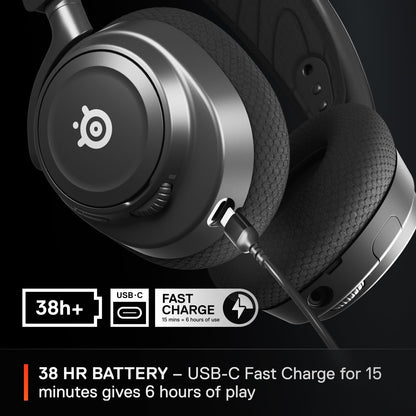 SteelSeries Arctis Nova 7 Wireless Multi-Platform Gaming Headset — Neodymium Magnetic Drivers — 2.4GHz + Mixable Bluetooth — 38Hr USB-C Battery — ClearCast Gen2 AI Mic — PC, PS5, Switch, VR, Mobile