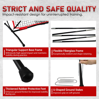FILOMAX 7x7 ft Baseball & Softball Practice Net with 9 Numbered Strike Zone | PRO Training Net for Hitting, Pitching & Batting | with Carry Bag, Bow Frame for All Ages & Skills