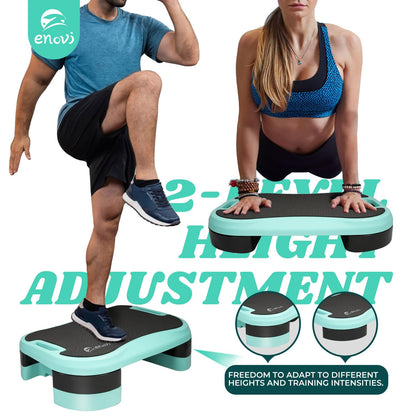 Enovi Basic Steppers for Exercise at Home, Aerobic Steppers, Exercise Step Platform with Soft cushion and 2 Adjustable Height Risers