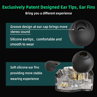 CCZ BC01 PRO in Ear Monitor Headphones, IEM for Gaming, HiFi Powerful Bass Gaming Earbuds, 1BA 1DD High Fidelity IEMS in Ear Headphone for Singer Musician with Patent Ear fins (without mic,Dark Black)