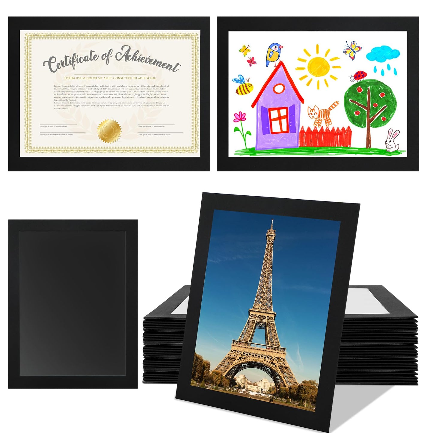 8.5 x 11 Paper Diploma Frame with High Definition PVC Window Paper Certificate Degree Document Holder Picture Photo Frames Display Gallery Wall Frame Art Frames for Tabletop and Wall Display(30,Black)