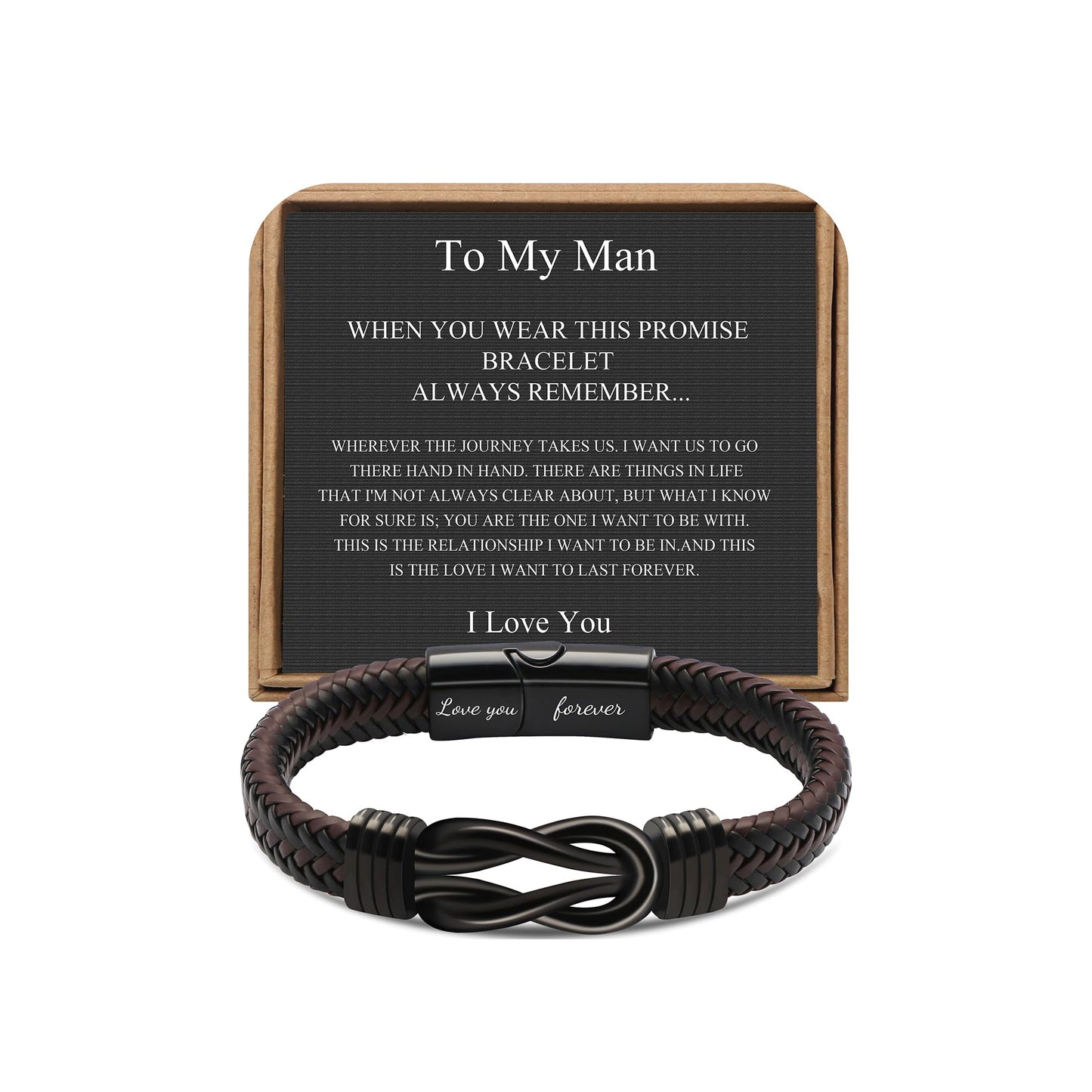 JoycuFF Anniversary Birthday Gifts for Him Boyfriend Husband To My Man Gift from Girlfriend Wife Knot Leather Bracelets for Men