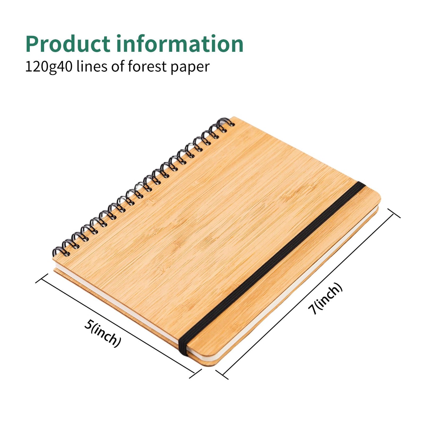 CWUINT 4 Packs Lined Bamboo Notebook Journals, Wooden Notebooks 80 Pages, 5" * 7" Hardcover Notebook College Thick Paper Notebook, Journaling Notebook for Work Women Men School
