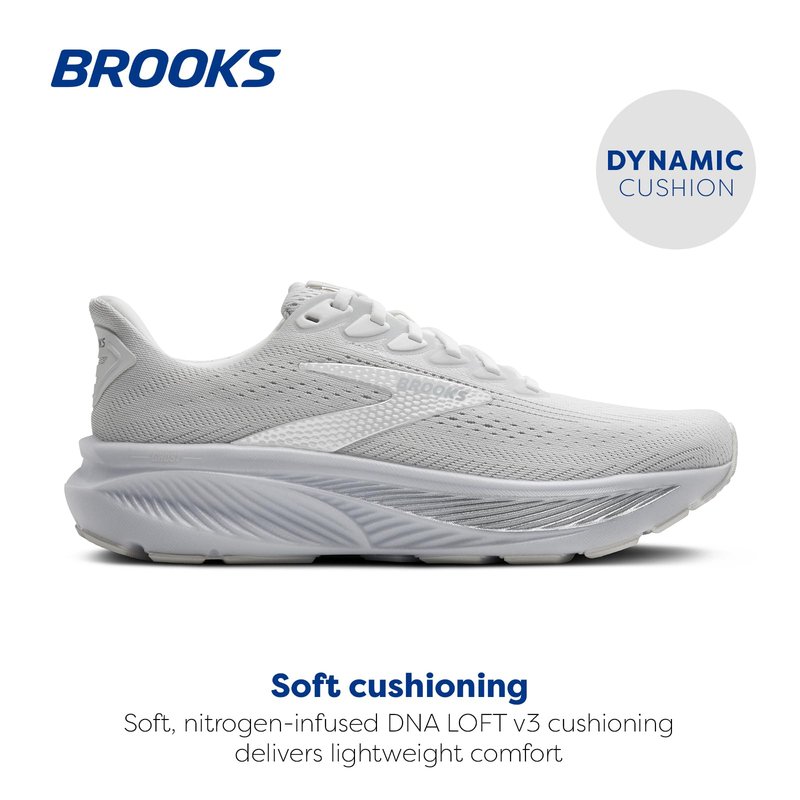 Brooks Women’s Ghost 17 Neutral Running Shoe - White/White/Grey - 9.5 Medium