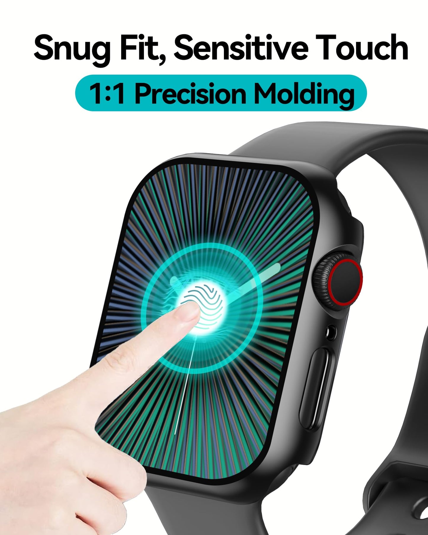 Smiling 2 Pack Case Compatible with Apple Watch SE 3 (2025)/ SE 2/ SE/Series 6/5/4 44mm with Tempered Glass Screen Protector, Hard PC Case Overall Protective Cover - Black