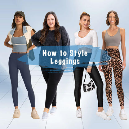 TNNZEET High Waisted Leggings for Women - No See Through Tummy Novelty Workout Yoga Pants with Pockets Reg & Plus