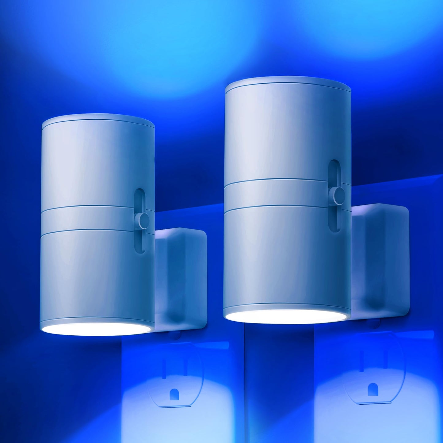 L LOHAS LED Night Light, Blue Night Lights Plug into Wall, Light Sensor, Dimmable Night Light, Calm Blue Nightlights for Home Decor, Party, Holiday, Bedroom, Hallway, Bluey Bathroom Decor, 2 Pack