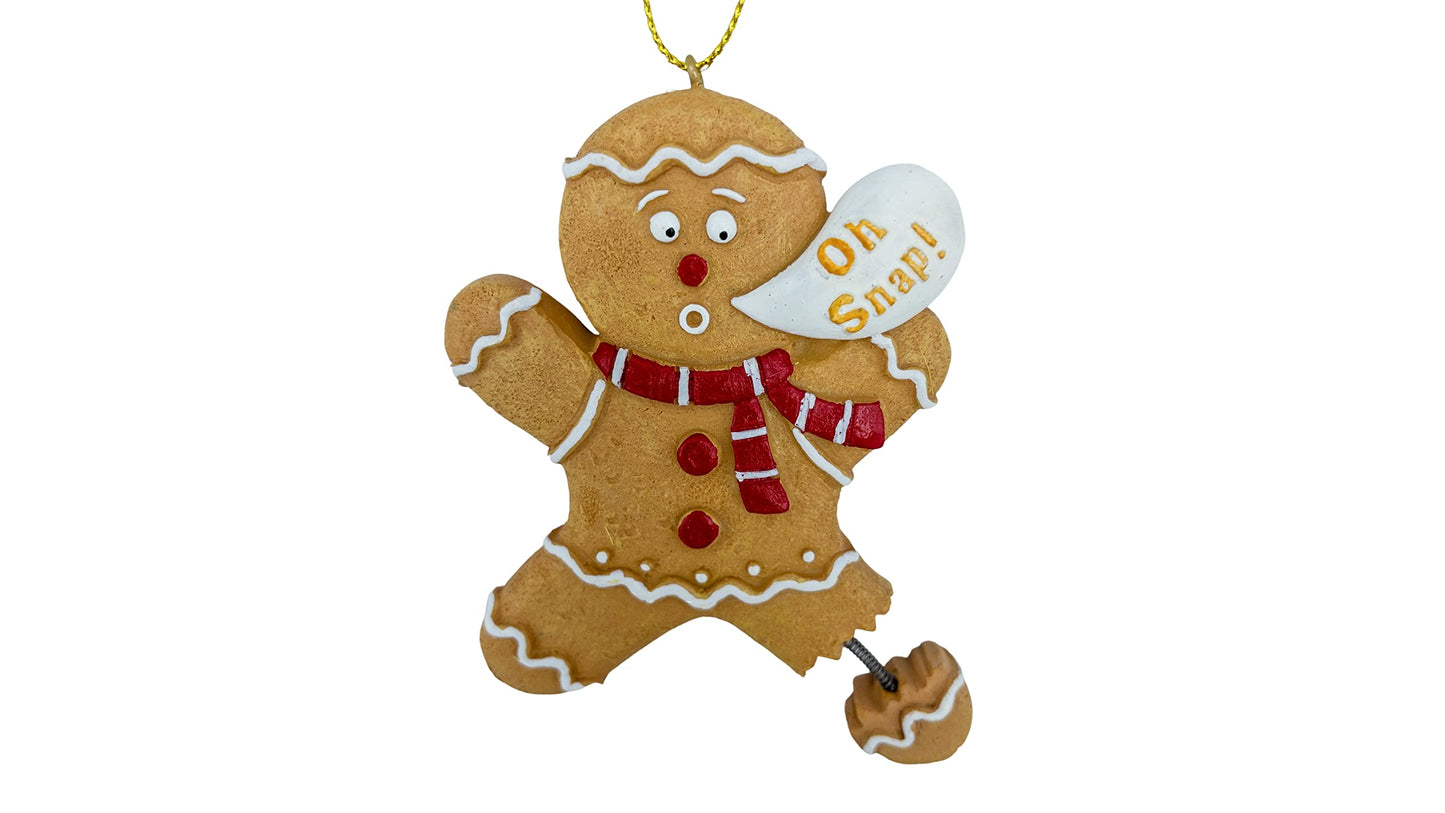 Gingerbread Man Cookie Oh Snap! Broken Leg Funny Christmas Tree Ornament