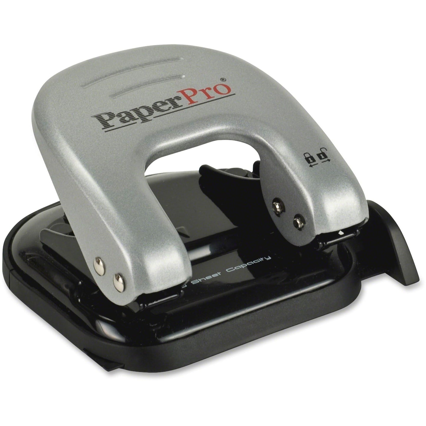 Bostitch Office EZ Squeeze Reduced Effort 2-Hole Punch, 2 Sheets, Locking Handle, Silver (231)