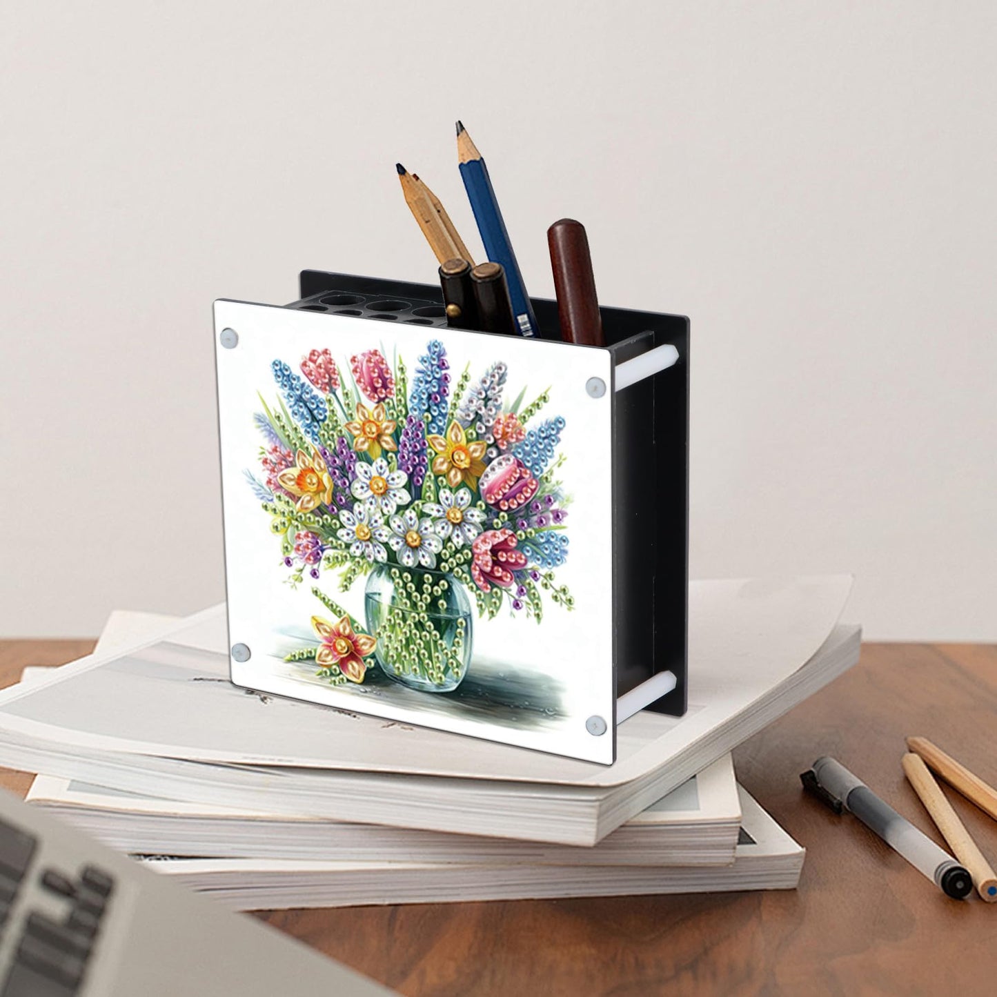 Tontut DIY Diamond Painting Kit，Vase Special Shape diamond painting pen holder, Acrylic Daily Office Desktop Decoration Storage Item
