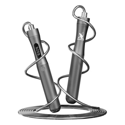 MOGOLD Jump Rope With Counter, Gray Aluminum Alloy Handle with PVC Cable