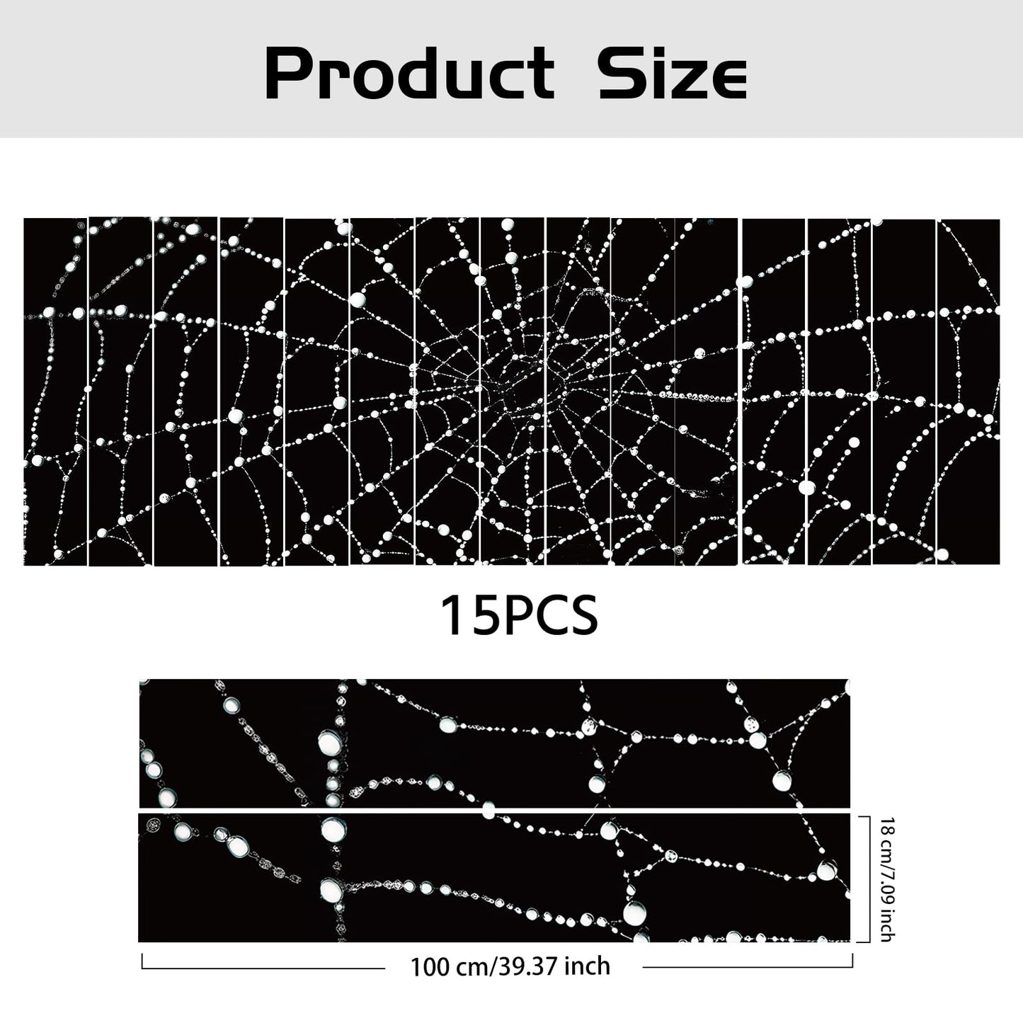 PLIGREAT 15 Strips Creative Spider Web Pattern Stair Decals Peel and Stick Stairs Riser Stickers Halloween Murals Decor for Steps 7.1"x39" Self-Adhesive Stair Riser Decals for Home Hotel Decor