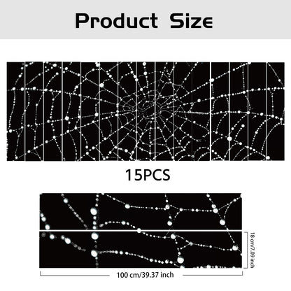 PLIGREAT 15 Strips Creative Spider Web Pattern Stair Decals Peel and Stick Stairs Riser Stickers Halloween Murals Decor for Steps 7.1"x39" Self-Adhesive Stair Riser Decals for Home Hotel Decor
