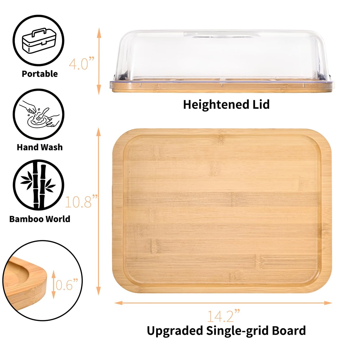 JEPISADI 2-Pack Charcuterie Board with Lid 4" Heightened Lid - 14.2" & 13.4" Bamboo Trays Entertaining - Housewarming Warming Gifts New Home, Gifts for Women - Large Food Platter