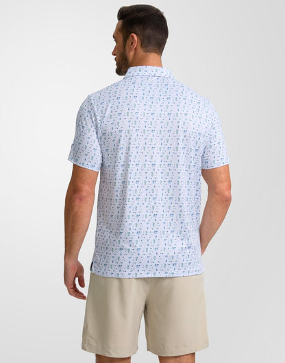 Obla Mens Golf Polo Shirts Short Sleeve Dry Fit Performance Moisture Wicking Casual Print Collared Golf Shirts for Men(White Golf Flag_XXXL)