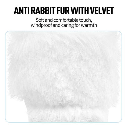 Lohas Creative Women's Golf Gloves, Plush Thickened Imitation Rabbit Fur, Warm, Comfortable, Non-Slip (White, 20)