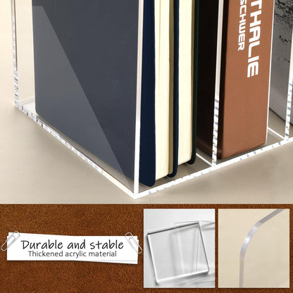 Oqqlin Acrylic Desk Organizer, Thickened Clear Magazine Holder with 3 Vertical Compartment Acrylic File Sorter Organizer for Office, Home, Classroom