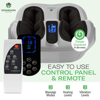 KoolerThings Shiatsu Heated Foot and Cal Massager Machine to Relieve Sore Feet, Ankles, Calfs and Legs, Deep Kneading Therapy, Relaxation Vibration and Rolling & Stimulates Blood Circulation