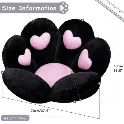 DOBUONO Cat Paw Cushion Kawaii Office Chair Cushion Comfy Plush Gaming Chair Cushion Kawaii Seat Cushion for Girl, Cute Gaming Accessories Room Bedroom Decorate 28"x 24" (Black)