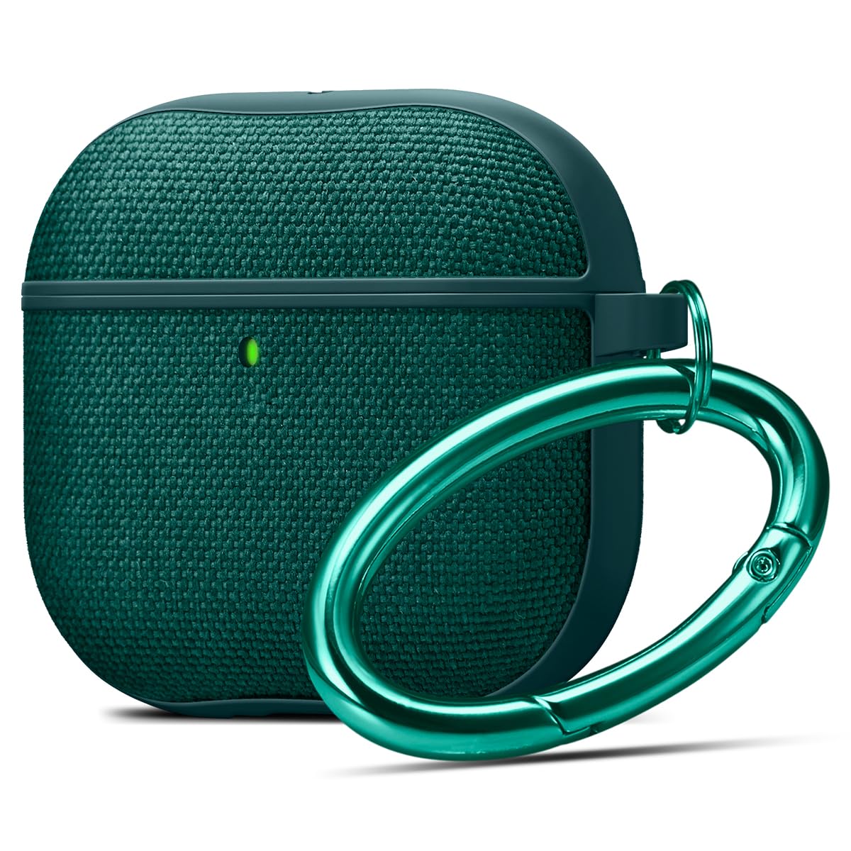 Spigen Urban Fit Designed for AirPods 4 Case (2024) Premium Fabric Cover with Carabiner Key Chain - Midnight Green