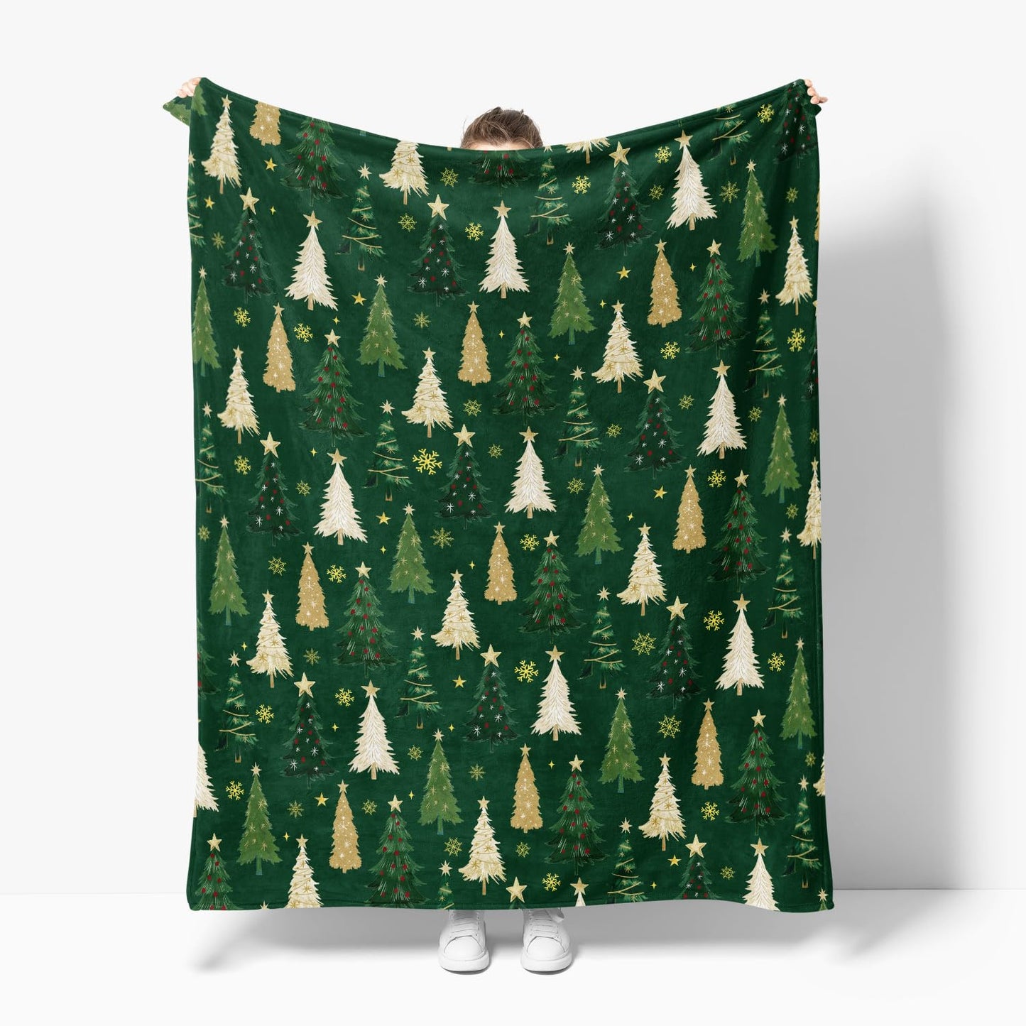 Horaldaily Christmas Flannel Blanket Throw, Christmas Green Tree Soft Fuzzy Plush Cozy Fleece Blankets for Couch Sofa Bed Lounging, Ideal Gifts for Kids Adults Wife Self, 50x60