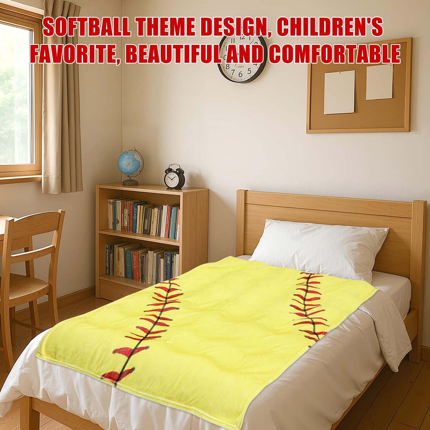 Fanfanwin 1 Pcs Softball Flannel Blanket 40"x60" Softball Fleece Throw Blanket for Teen Team Coach Gifts Ball Themed Accessories Decoration for Sport Lovers Birthday Christmas Adult Gift Favors
