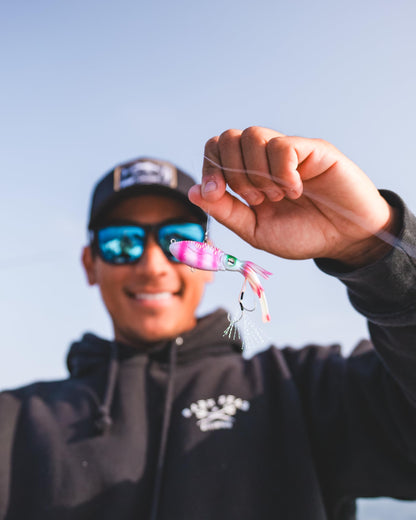 Nomad Design Squidtrex Patented Vibrating Fishing Lure- Scent Added TPE Soft Plastic Lure for Saltwater w/Strong BKK Assist Hooks, Fishing Bait that Catches Many Species- 55mm 2", 1/6oz- Ayu Speckle