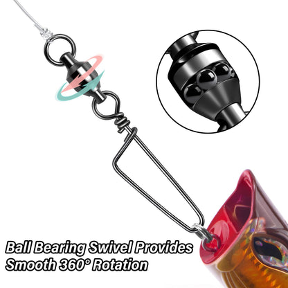 Alwonder 30-Pack Fishing Snap Swivels, High Strength Ball Bearing Swivel with Stainless Steel Coastlock Snaps, Black Nickel Coating Corrosion Resistance Freshwater Saltwater Fishing Snaps Swivels #3