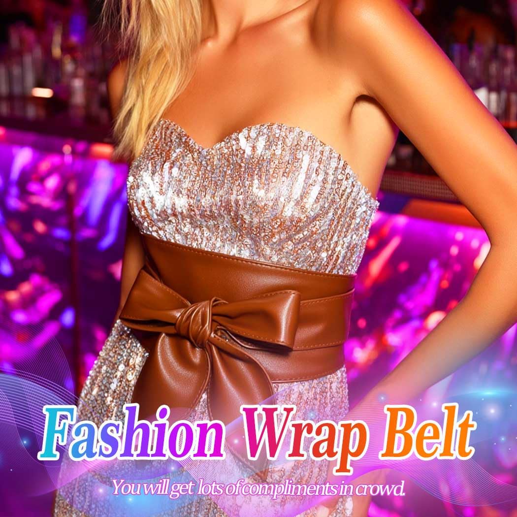 Beautriy Black Obi Belt Wide Leather Wrap Belts Fashion Corset Belt Accessories for Women (Brown)