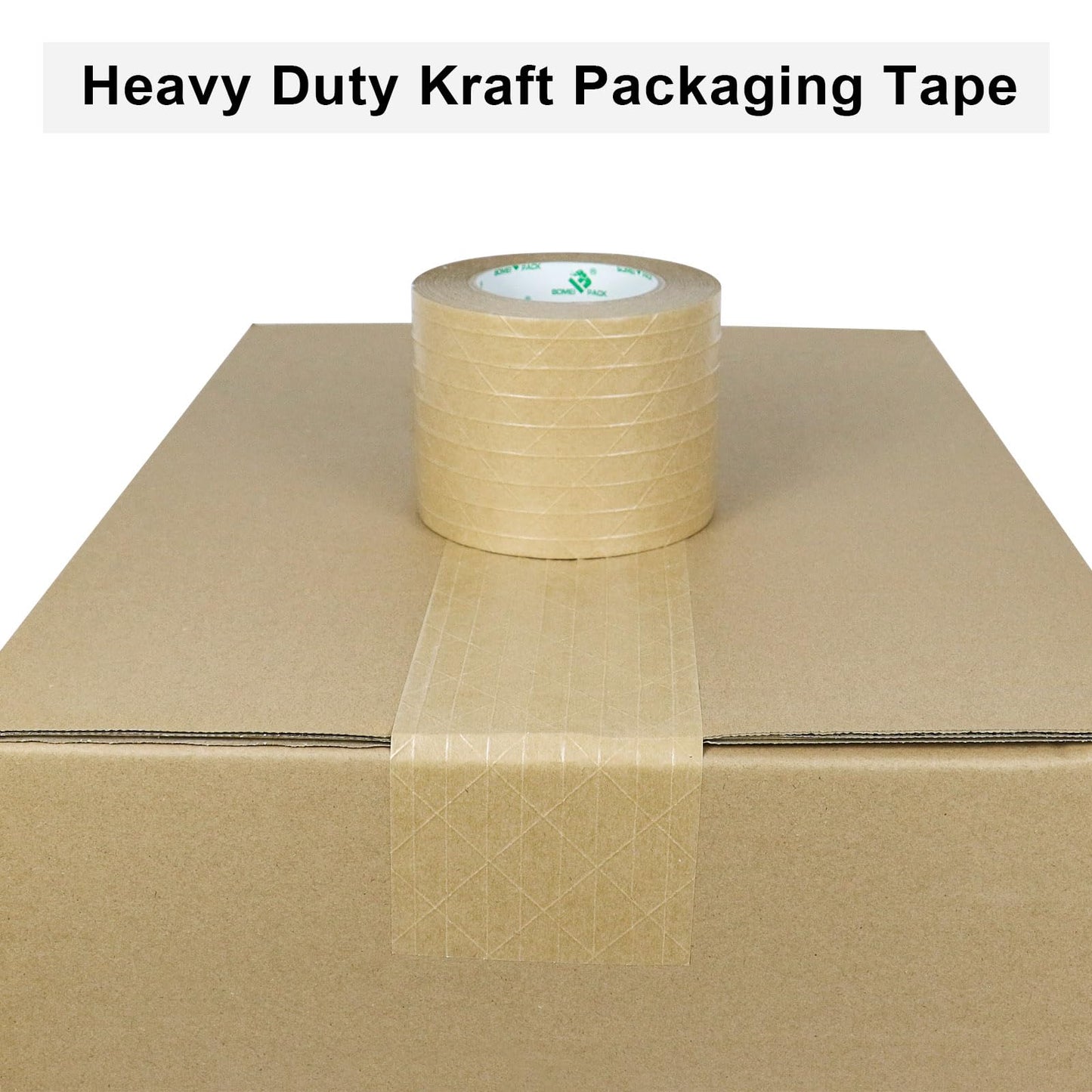 BOMEI PACK Wide Brown Reinforced Kraft Paper Packing Tape 4inch, Self Adhesive Paper Gummed Packing Tape, for Heavy Duty Packaging, Shipping, Moving and Storage, 4InchX55yds