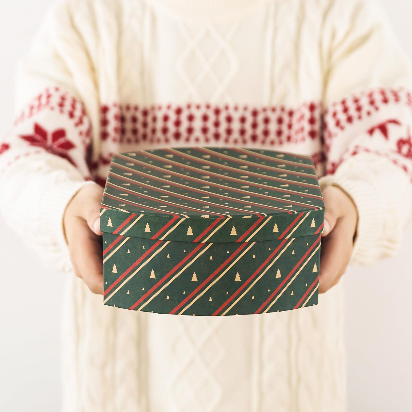 Soul & Lane Christmas Gift Boxes with Lids, Set of 3 Retro Kraft Holiday Decorative Boxes, Nesting Cardboard Festive Storage for Presents and Décor