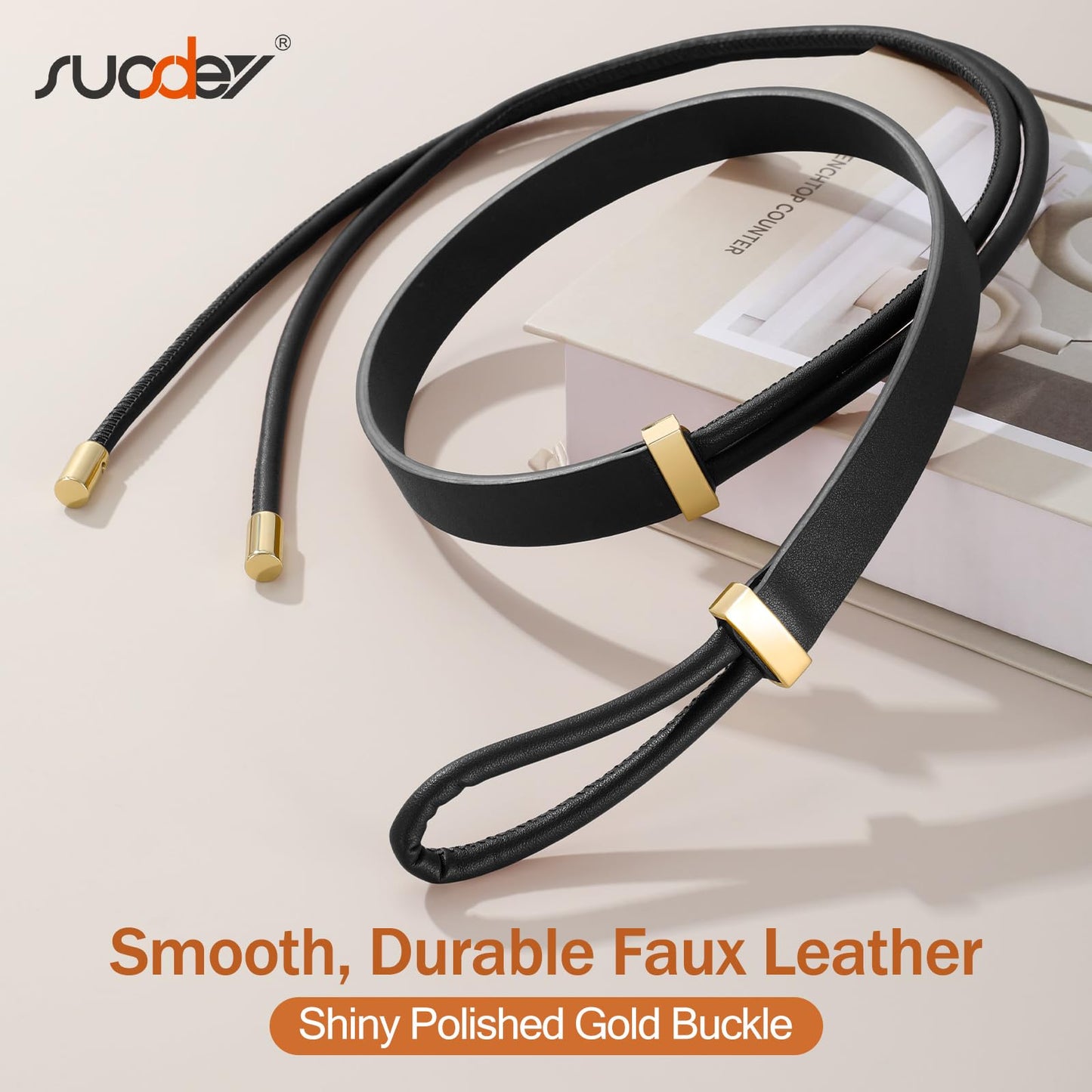 SUOSDEY Women Leather Knotted Thin Waist Belt for Dresses Jeans Pants Ladies Waist Rope Belts,Width 0.75"