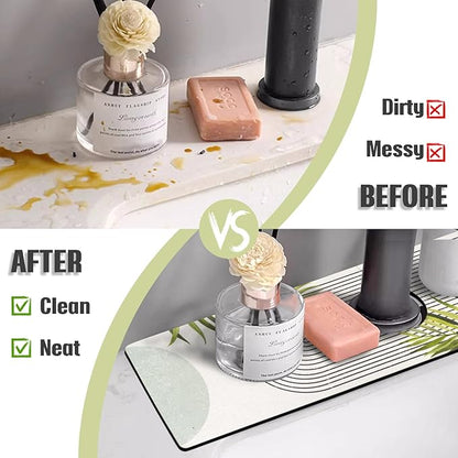 Sink Faucet Absorbing Mat, 2 Pack Drying Mat Around Faucet Sink Splash Guard
